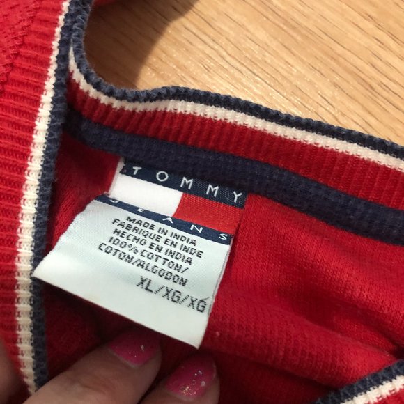 Vintage 90s Tommy Jeans Knit Shirt Mens XL - Picture 3 of 4